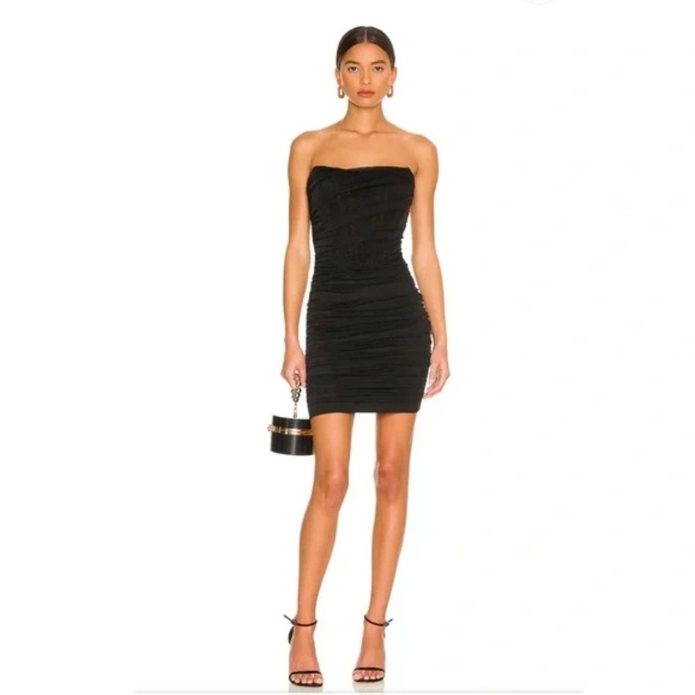 REVOLVE superdown Sonya Bustier Mesh Mini Dress in black